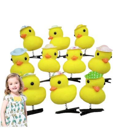 Cartoon Plush Duck Hair Clip Set - 10 Soft Yellow Hair Pins Fun Animal Hair Clips for Kids & Women | Easter Headdress | Cute Duck Hair Accessories for Parties Costumes Everyday Wear Hat style