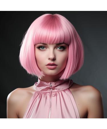 PLANTURECO Pink Wig and Party Sunglasses Pink Wigs for Women Pink Wig with Bangs Light Pink Wig Pink Bob Wig Pink Cosplay Wigs and Party Wigs - Bachelorette Party Wigs Decorations Favors - Buy Online on GoSupps.com