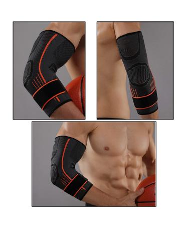 SPOTBRACE Elbow Brace Support 2 PACK Compression Sleeve Adjustable for Women and Men - Orange L/XL (9.4) - Buy Online on GoSupps.com