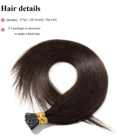 22" Pre Bonded Human Hair Extensions I Tip 100 Strands #2 Dark Brown (50g) - Buy Online on GoSupps.com