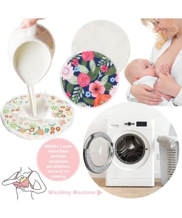 30 Pcs Bamboo Reusable Nursing Pads with Wet Bag - Charming Floral Nipple Covers for Breastfeeding Moms - 6 Colors Vibrant Pattern - Perfect Gift - Buy Online on GoSupps.com