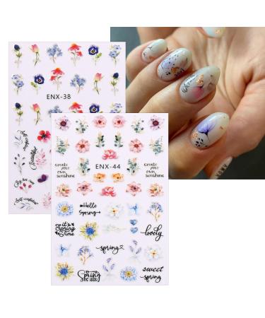 JMEOWIO 12 Sheets Flower Nail Art Stickers - Colorful Floral Decals for Spring & Summer | Self-Adhesive Nail Design Accessories - Buy Online on GoSupps.com