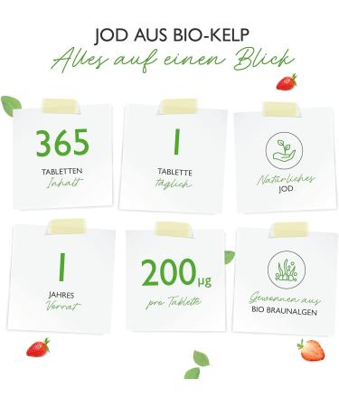 Buy Bio Kelp - Natural Iodine 200 g - 365 Vegan Tablets from Organic Brown Algae - Lab Tested No Additives - Buy Online on GoSupps.com
