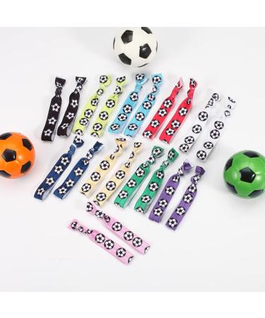 20PCS Soccer Hair Ties for Women - Elastic Ribbon Ponytail Holders for Girls Players - Hand Knotted Football Hair Scrunchies - Soccer Fun Hair Bands - Buy Online on GoSupps.com