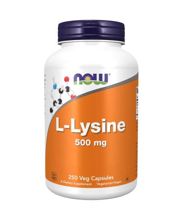 Now Foods L-Lysine 500mg 250 Vegan Capsules Lab-Tested Amino Acid Gluten Free SOYA Free Vegetarian
