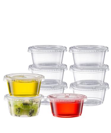 Zeml Portion Cups with Lids (2 Ounces 100 Pack) Disposable Plastic