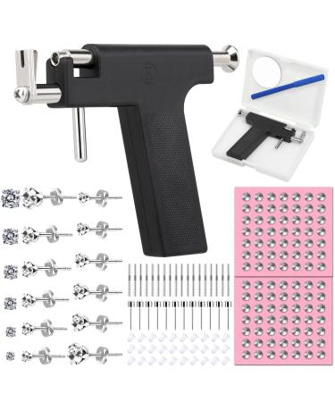 Professional Ear Piercing Gun Kit  Multi Purpose Ear Piercing Kit Nose Piercing Tools Set with 230 Pcs Stainless Steel Stud Earrings and Earrings Backs for Salon and Home Piercing Black