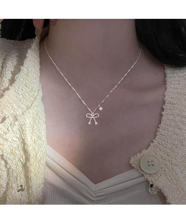 Oralgo Exquisite Hollow Bowknot Adjustable Necklace | Statement Trailer Necklace in Gold for Special Occasions - Buy Online on GoSupps.com