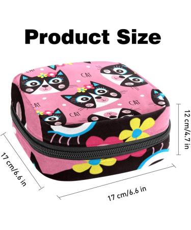 Shop Cute Portable Women's Menstrual Bags | Colorful Cat & Flower Patterns for Pads & Cups - Buy Online on GoSupps.com