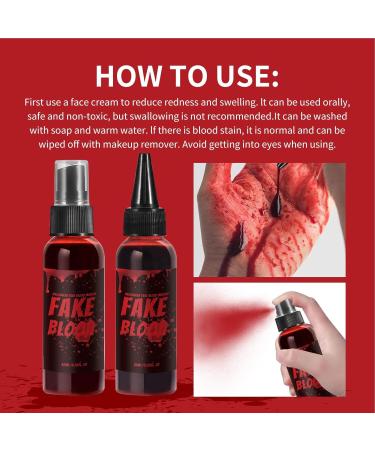  G n rique Washable Artificial Blood for Halloween 60ml Realistic Special Effects Makeup - Safe Moisturizing Liquid Versatile Splash Makeup for Teaching Outdoor Theater Parties Cosplay Photography - Buy Online on GoSupps.com
