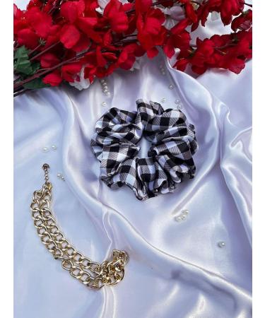 6 Satin Scrunchies Hair Scrunchies Frizz Prevention Silk Scrunchies for Girls & Stylish Hair Ties for Women Premium Hair Scrunchie for Styling Check Design - Buy Online on GoSupps.com