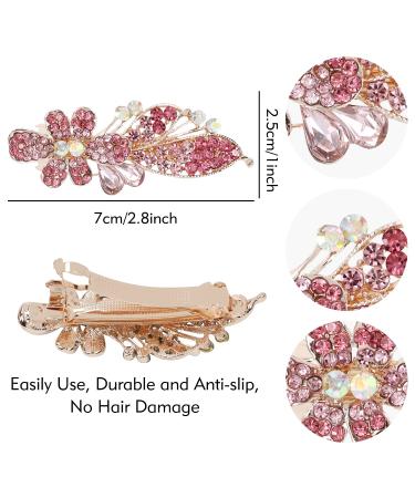 5 Pack Luxury Glitter Gems Korean Rhinestone Flower Barrettes Hair Clips for Women - Buy Online on GoSupps.com