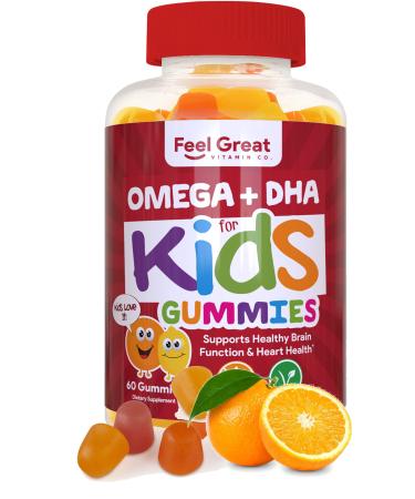 Feel Great Vitamin Co. Complete DHA Gummies for Kids | with Omega 3 6 9 + DHA, Vitamin C | Supports Healthy Brain Function, Vision & Heart Health | Gluten Free, Vegetarian & Non-GMO | 60 Gummies 60 Count (Pack of 1)