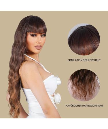 Testar 28 Inch Brown Wigs - Long Curly Synthetic Heat-Resistant Wig for Women | Dark Brown & Light Brown Mixed Ponytail | Perfect for Daily Wear & Cosplay - Buy Online on GoSupps.com
