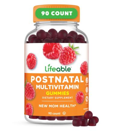 Lifeable Postnatal Multivitamin with Iron Choline and Iodine | Great Tasting Postnatal Vitamins for Women Breastfeeding | Vegetarian Non-GMO Lactation Supplement | 90 Gummies