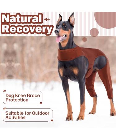 HJYOKUSO Dog Recovery Suit - Surgery Suit for Dogs Leg Protection Prevent Licking & Biting Brown - Buy Online on GoSupps.com
