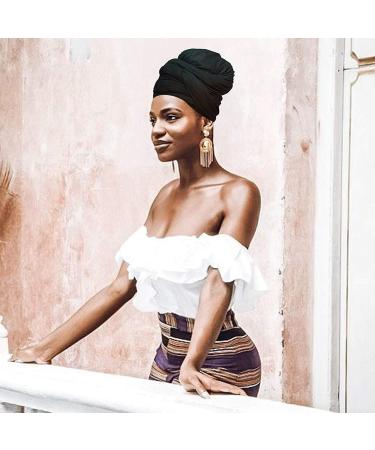 DRESHOW Hair Wrap for Black Women | Soft Turban Scarf for Long Hair | Stylish Headscarf & Headband - Gap 39 Black - Buy Online on GoSupps.com