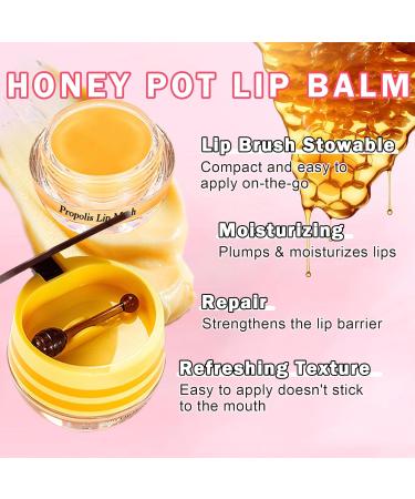 4PCS Bee Lip Balm Honey Pot Honey Strawberry Watermelon Apple Lime Sleeping honey Lip Mask Overnight Hydrating Propolis Honey Pot LipBalm for Dry Lips Care Honey Strawberry Watermelon Apple - Buy Online on GoSupps.com