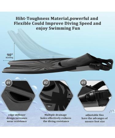 Kesida Snorkeling Set for Adults - Long Fins, Dry Top Snorkel, Anti-Leak Mask - M/L Size - Black - Buy Online on GoSupps.com