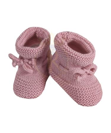 Royal Icon Baby Booties 0-3 Months - Baby Boys Girls Booties Warm and Safe Baby Slippers - Knitted Bow Baby Boots - Newborn Bootees for Babies Ri359 0 Months Rose Gold Ri359