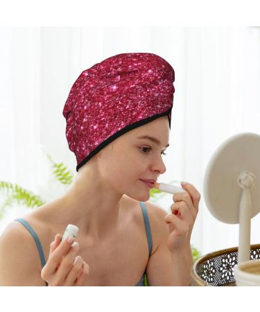 Quick-Dry Pink Glitter Hair Towel Wrap | Towel Turban for Effortless Hair Drying - Buy Online on GoSupps.com