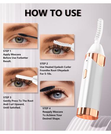 Buy Heated Eyelash Curler - Fast 8s Heat Up 2 Modes USB Rechargeable Long-Lasting Natural Curl - Anti-Burn White - Buy Online on GoSupps.com