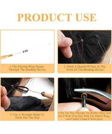 Professional Hair Extension Tools Kit with 200 Silicone Nano Beads - Hair Extension Pliers, Loop Threader - Brown - Buy Online on GoSupps.com