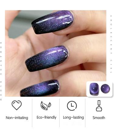 Gel Nail Polish Glitter Cat Eye Gel Nail Varnish Sparkly Purple UV/LED Soak-Off Gel Nail Varnish Highly Pigmented 9D Magnetic Nail Gel Shimmer Galaxy Nail Art Salon DIY Gifts - Buy Online on GoSupps.com