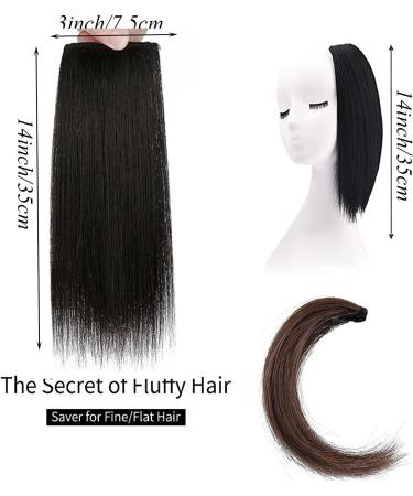 Invisible Hair Extensions Seamless Synthetic Clip in Hair Extension Natural Fluffy Hair Pads Hairpieces Increase Hair Top Side Cover Hairpiece for Women Girls (14INCH/35CM Black Brown) 14INCH/35CM Black Brown - Buy Online on GoSupps.com