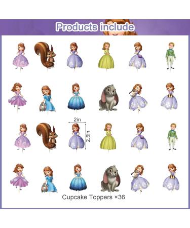 37pcs Sofia Birthday Party Supplies for Princess Theme Birthday Decorations include Cake Topper and Cupcake Toppers Sets - Buy Online on GoSupps.com
