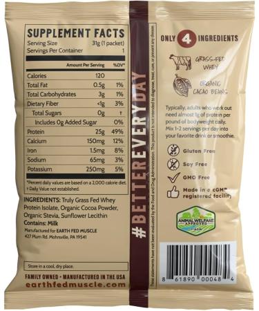 Earth Fed Muscle Title Chocolate Shakeup Irish Grass Fed Whey Protein Isolate - NSF-Certified. No Artificial Ingredients Soy Free Gluten Free Non-GMO and Hormone Free (1 Serving Chocolate) - Buy Online on GoSupps.com