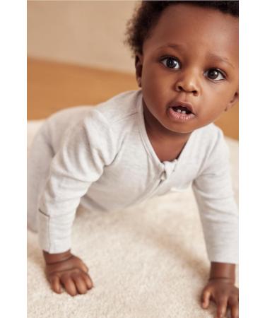 MORI Unisex Baby Clever Sleepsuit - Organic Pyjama with Two-Way Zipper, Comfortable Toddler Footed Nightwear in Grey, 0-3 Months - Buy Online on GoSupps.com