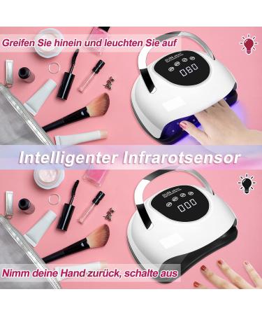 220W Professional UV Lamp for Gel Nails | Fast Touchscreen 4 Timers Portable LED Nail Lamp - Perfect for Home & Salon Use - Buy Online on GoSupps.com