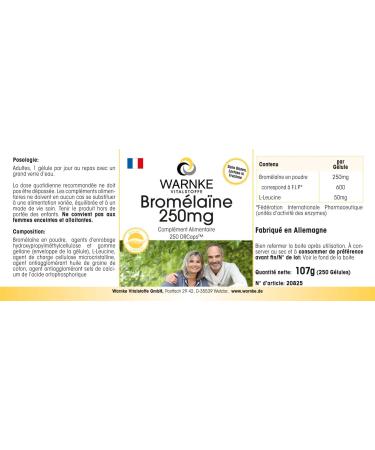 Bromelain 250 mg - 250 capsules - 600 F.I.P. - Vegetarian - Delayed release - Bromelain | Warnke Vitalstoffe - Quality of German pharmacies - Buy Online on GoSupps.com