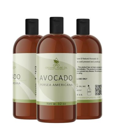100% Pure Avocado Oil - Unrefined Cold Pressed Non-GMO Vegan | 32 oz Hydrating Oil for Skin Hair Nails & Body - Bulk Carrier - Buy Online on GoSupps.com