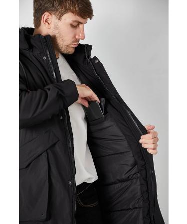WEEN CHARM Men's Warm Parka Jacket Anorak Winter Coat with Detachable Hood - Black-8828 Small - Buy Online on GoSupps.com