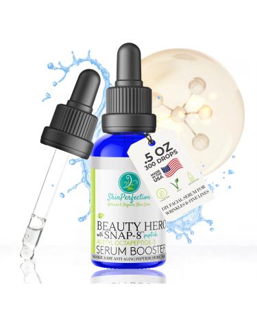 Skin Perfection Snap 8 Peptides Serum for Face - Anti Aging Peptide Serum for Fine Lines & Wrinkles - DIY Peptide Serum for Face with Hyaluronic Acid for Crows Feet - DIY Mix with Any Skincare - 0.5oz