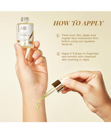 ANAiRUi Facial Oil antiaging turmeric facial oil with squalane and vitamin C antiwrinkle correction of dark spots lightening of the skin hair 30 ml turmeric VC facial oil - Buy Online on GoSupps.com