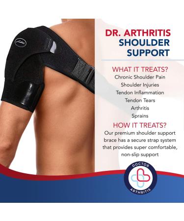 Doctor Developed Shoulder Support/Shoulder Strap/Shoulder Brace single & Doctor Written Handbook - Relief For Shoulder Injuries Arthritis Sprains & More (Black) - Buy Online on GoSupps.com