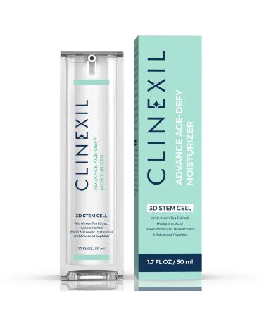 Clinexil Advanced Age-Defy Moisturizer - 1.7 FL OZ | Stem Cell Serum for Face with Multi-Molecular Hyaluronic Acid, Dual Peptides & Collagen for Multi Layer Hydration, Anti-Aging, & Wrinkle Reduction.