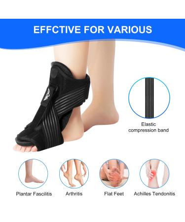 Supregear Adjustable Plantar Fasciitis Brace + Night Splint for Foot Pain Relief - 2 Pack (Black) - Buy Online on GoSupps.com
