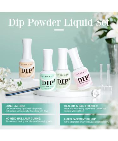 AZUREBEAUTY Dip Powder Liquid Set - 7 Pcs Base & Top Coat, Activator, No Nail Lamp Needed - Buy Online on GoSupps.com