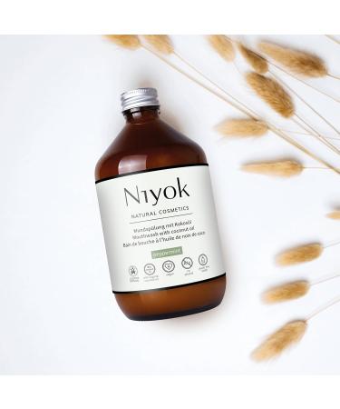 Niyok Peppermint Mouthwash with Coconut Oil (500ml) - Antibacterial Fluoride-Free Alcohol-Free Healthy Gums Fresh Breath - Buy Online on GoSupps.com