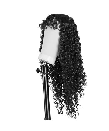 24 Inch Deep Curly Wig for Black Women with Bangs - High Density Synthetic Full Wig in Natural Black Color - Layered Afro Style - Pack of 1 (1B) - Buy Online on GoSupps.com