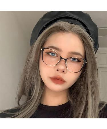 SERONI Vintage Metal Cat Eye Glasses - Blue Light Blocking Anti UV for Men & Women | 59mm Black-Silver - Buy Online on GoSupps.com