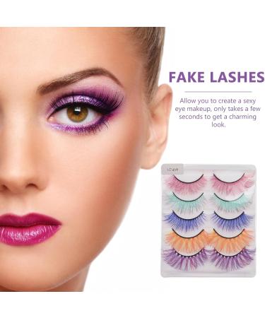 FOMIYES 20 Pairs Colored False Eyelashes - Handmade Rainbow Luxurious Synthetic Fiber Makeup Lashes | 5D Soft Fake Lashes (Pack of 1 - Buy Online on GoSupps.com