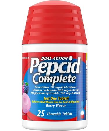 Pepcid Complete Chewables | Acid Reducer + Antacid Chews for Heartburn | Berry Flavor | 25 Ct - Buy Online on GoSupps.com