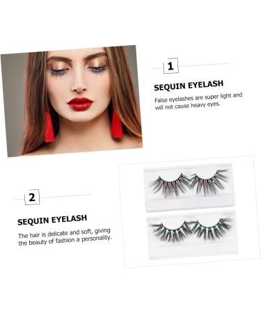 Veemoon 2 Pairs Fake Eyelashes Sequin Eyelash Fluffy Volume Lashes Artificial Eyelashes Women False Eyelash Thick Volume Eyelash Faux Lashes 3d Glitter Powder Make up Chemical Fiber - Buy Online on GoSupps.com