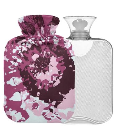 NAANLE hot water bottle with batik coloring watercolor with reference transparent hot water bottle 1 l hot water bottle for bed hand feet warmer pain relief heat and cold therapy