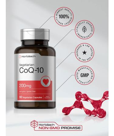 Horb ach CoQ10 200mg - 60 Vegetarian Capsules | Non-GMO Gluten Free Supplement for Heart Health - Buy Online on GoSupps.com